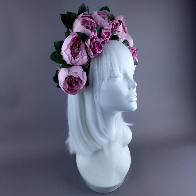 "Valonia" Pink Roses Flower Crown