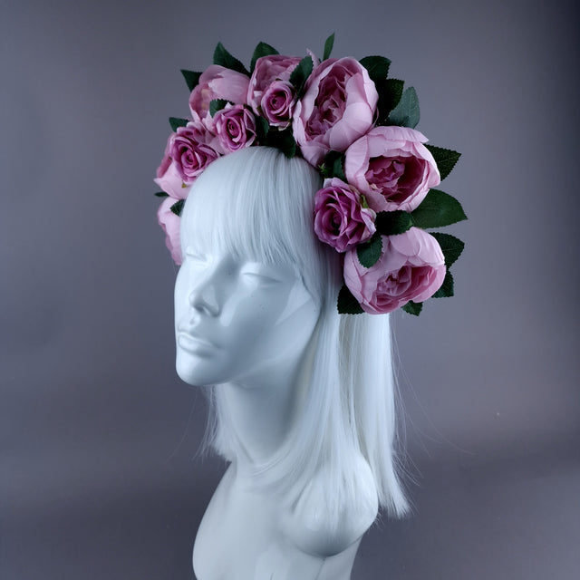 "Valonia" Pink Roses Flower Crown