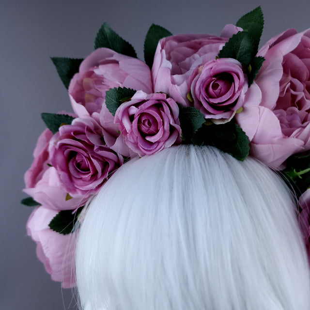 "Valonia" Pink Roses Flower Crown