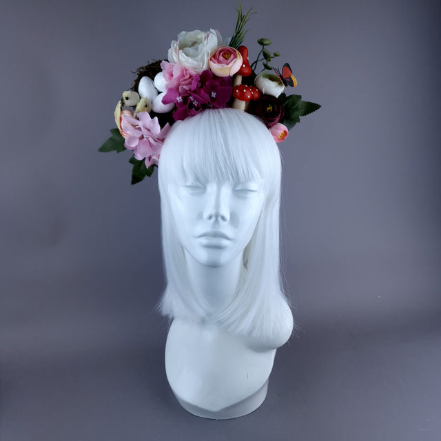 "Spring Has Sprung" Pink & Ivory Birds Nest Flower Crown