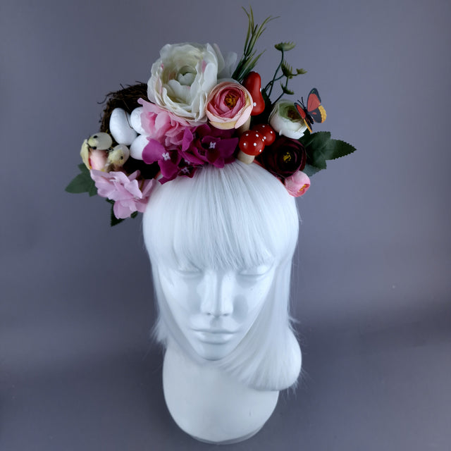 "Spring Has Sprung" Pink & Ivory Birds Nest Flower Crown