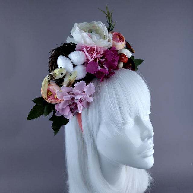 "Spring Has Sprung" Pink & Ivory Birds Nest Flower Crown