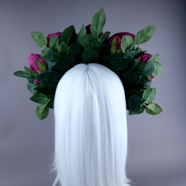 "Tristezza" Plum/Pink Roses Flower Crown