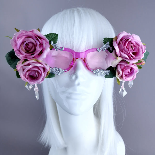 "Raysel" Pink Rose, Filigree & Beading Pink Sunglasses