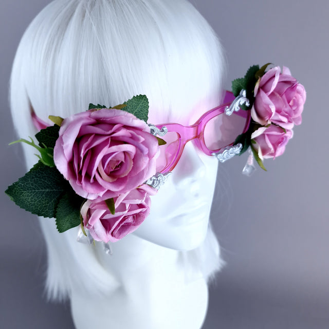 "Raysel" Pink Rose, Filigree & Beading Pink Sunglasses