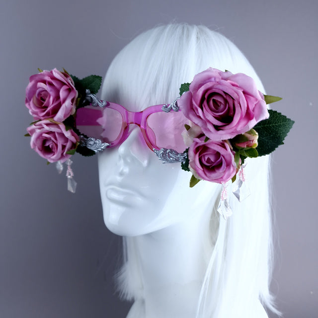 "Raysel" Pink Rose, Filigree & Beading Pink Sunglasses