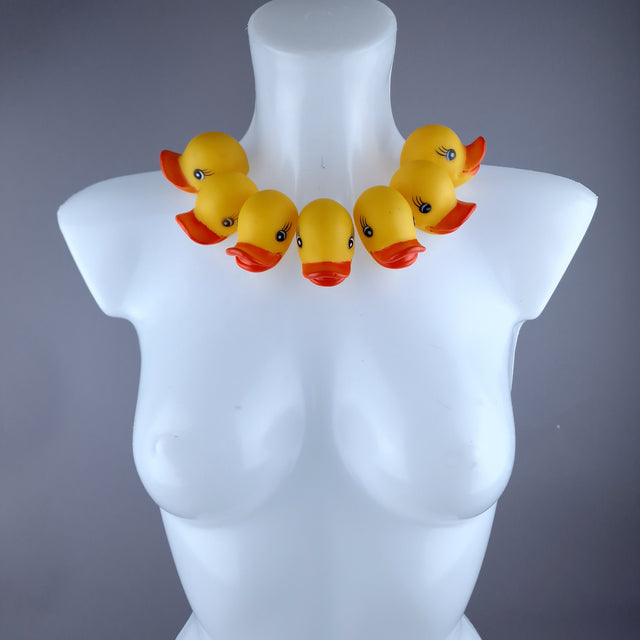 "Quackers" Yellow Bath Duck Heads Neckpiece