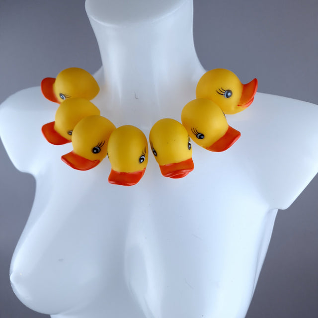 "Quackers" Yellow Bath Duck Heads Neckpiece