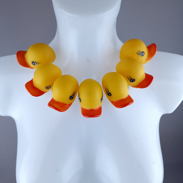 "Quackers" Yellow Bath Duck Heads Neckpiece