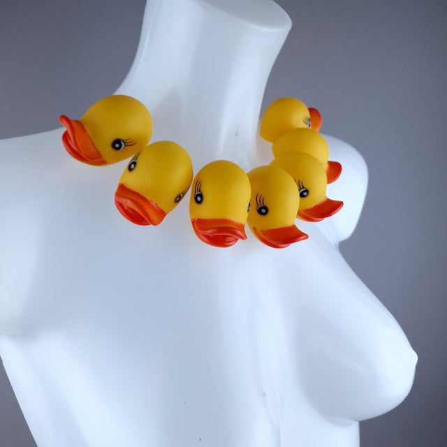 "Quackers" Yellow Bath Duck Heads Neckpiece