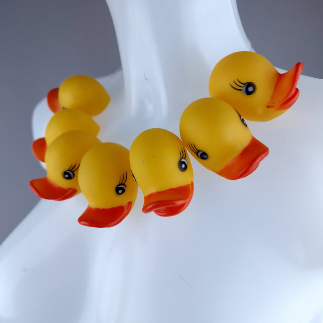 "Quackers" Yellow Bath Duck Heads Neckpiece