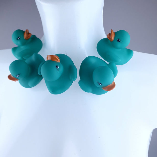 "Ducking Cute" Teal Bath Duck Neckpiece