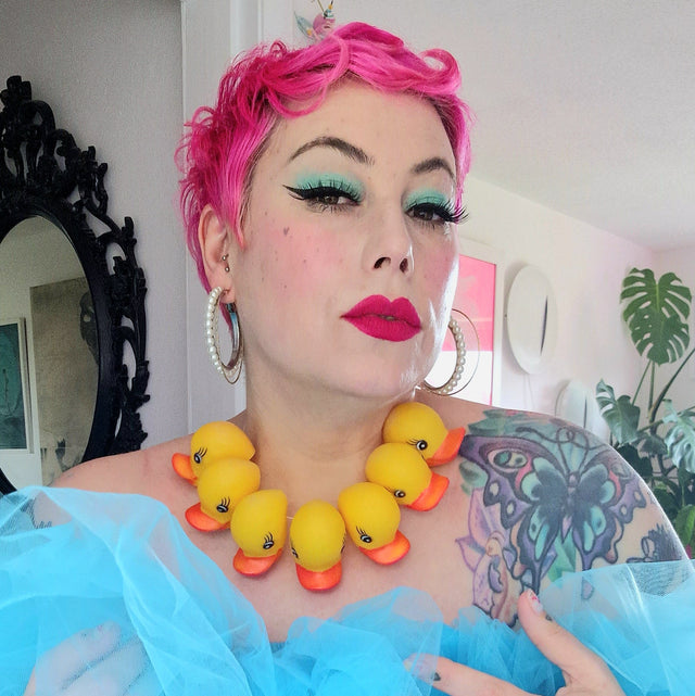 "Quackers" Yellow Bath Duck Heads Neckpiece