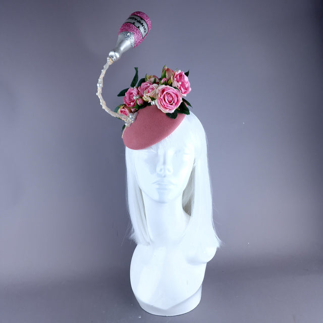 "Soiree" Pink Champagne, Roses & Pearls Fascinator Hat
