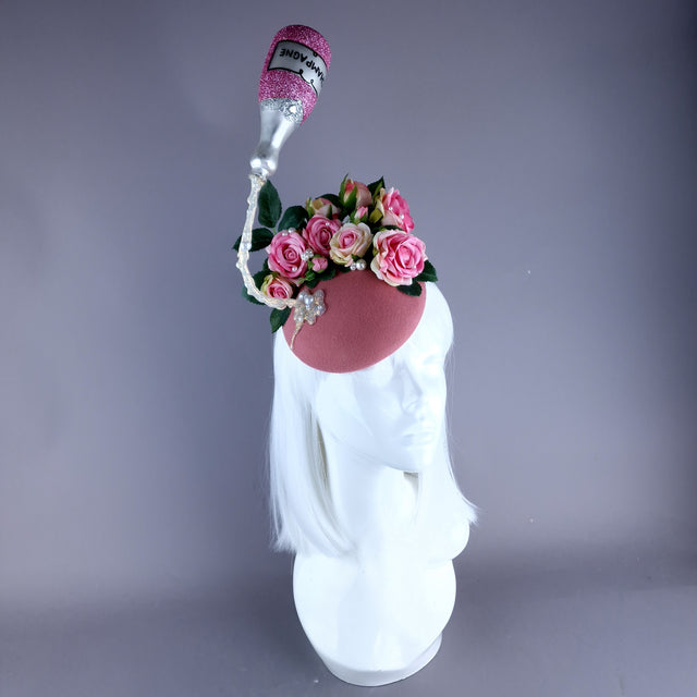"Soiree" Pink Champagne, Roses & Pearls Fascinator Hat