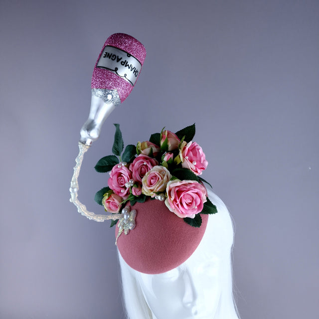 "Soiree" Pink Champagne, Roses & Pearls Fascinator Hat