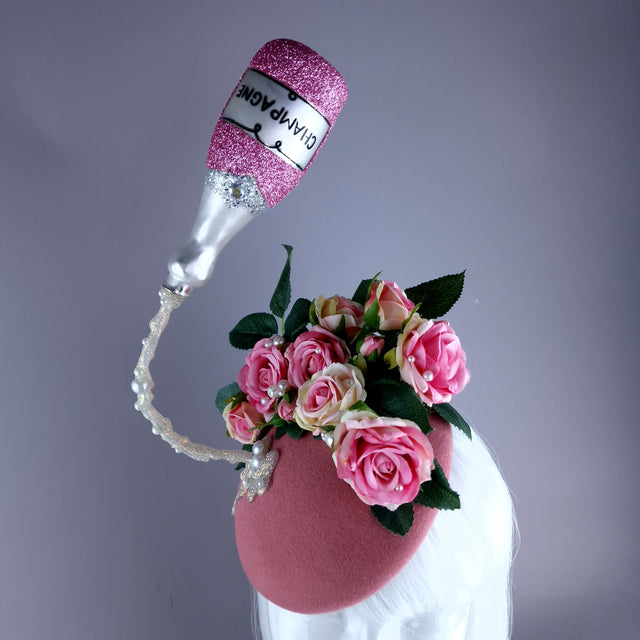 "Soiree" Pink Champagne, Roses & Pearls Fascinator Hat