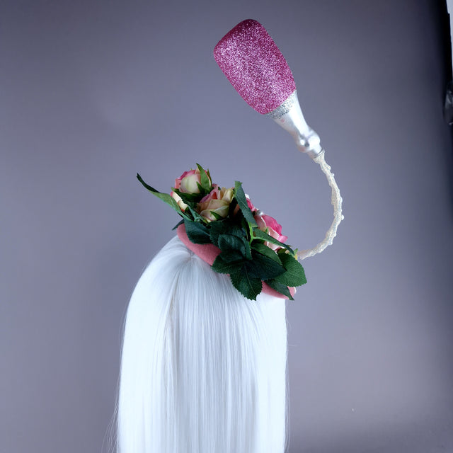 "Soiree" Pink Champagne, Roses & Pearls Fascinator Hat