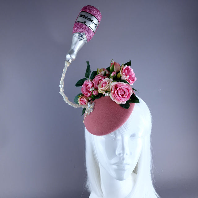 "Soiree" Pink Champagne, Roses & Pearls Fascinator Hat