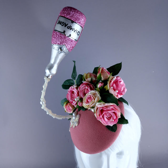 "Soiree" Pink Champagne, Roses & Pearls Fascinator Hat