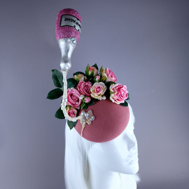"Soiree" Pink Champagne, Roses & Pearls Fascinator Hat
