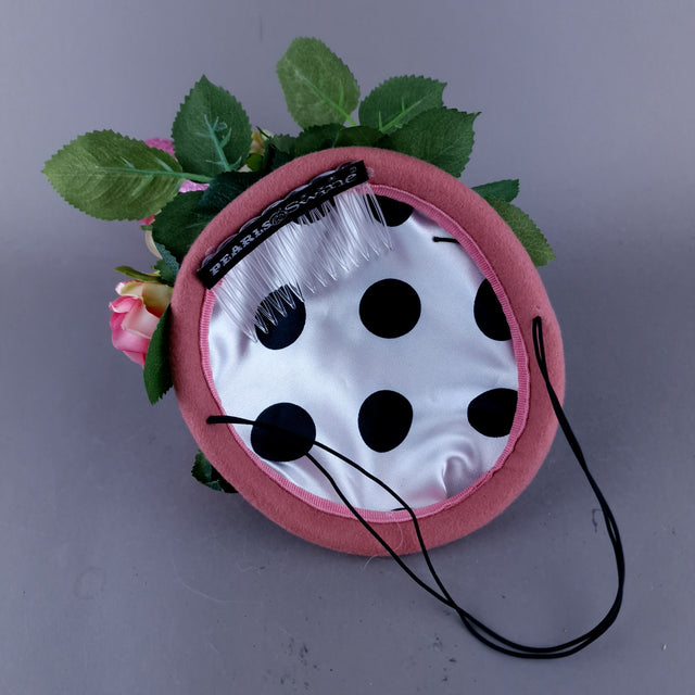 "Soiree" Pink Champagne, Roses & Pearls Fascinator Hat