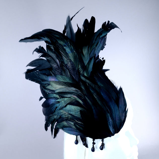 "Roo 2" Black Feather Headdress Fascinator Hat