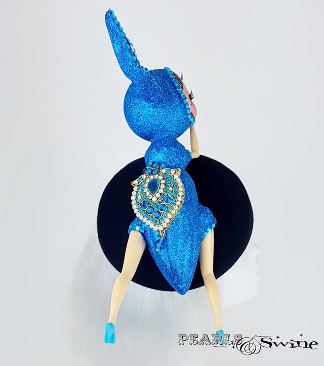 Blue bejewelled hat
