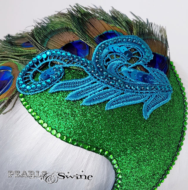 Art deco peacock feather hat