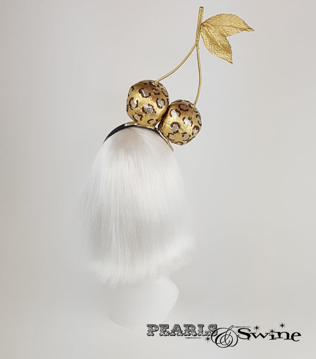 back of Leopard Print Skull Cherry Headband