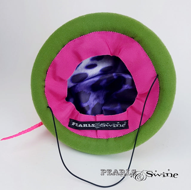 Blue satin lined dinosaur hat