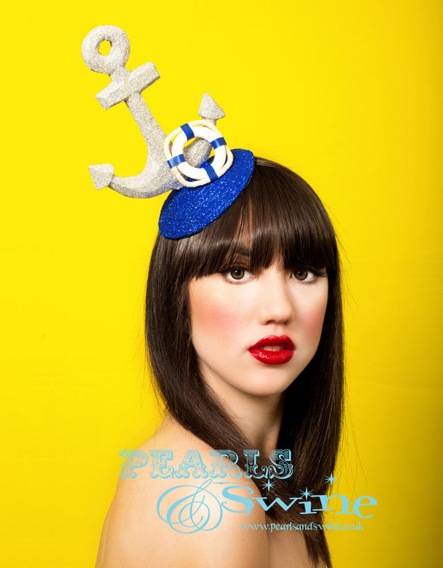 Glitter anchor fascinator, ladies hats for sale UK