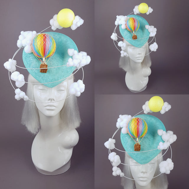 "Day Dreamer" Hot Air Balloon, Sun, Clouds Fascinator Hat
