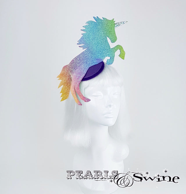 Rainbow unicorn glitter hat