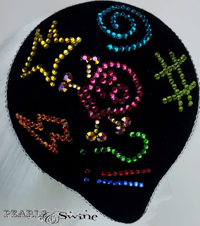 Black crystal hand-blocked hat