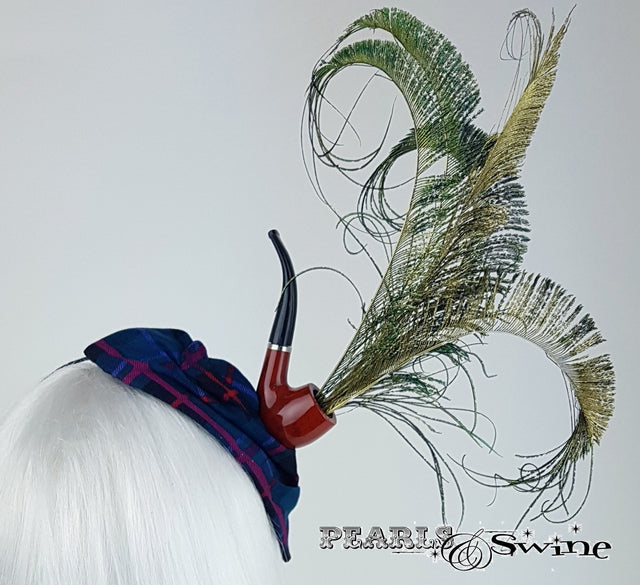 Tartan pipe and monocle hat