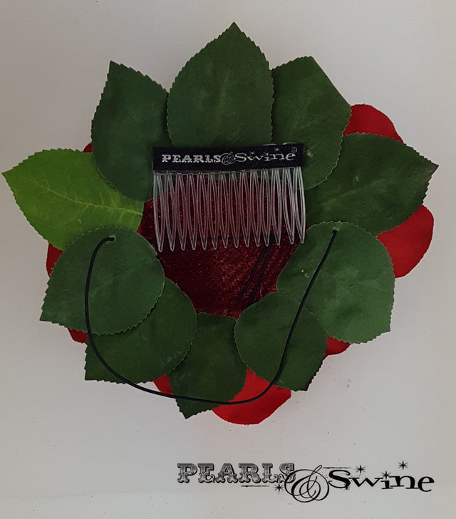 Red Glitter Heart, Rose & Ribs Hat, ladies hats for sale UK