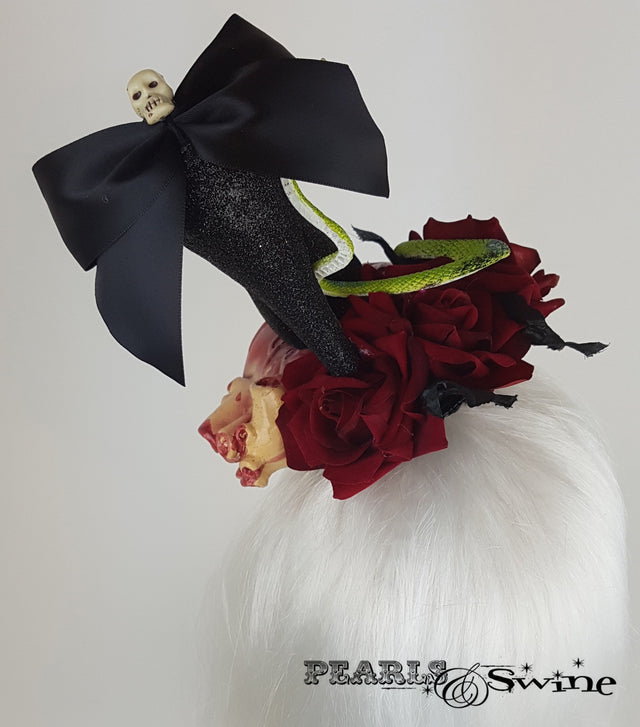 halloween glitter fascinator anatomical heart hat