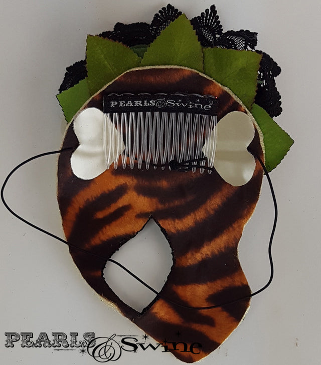 Back of glitter crystals sugar skull day of the dead mask