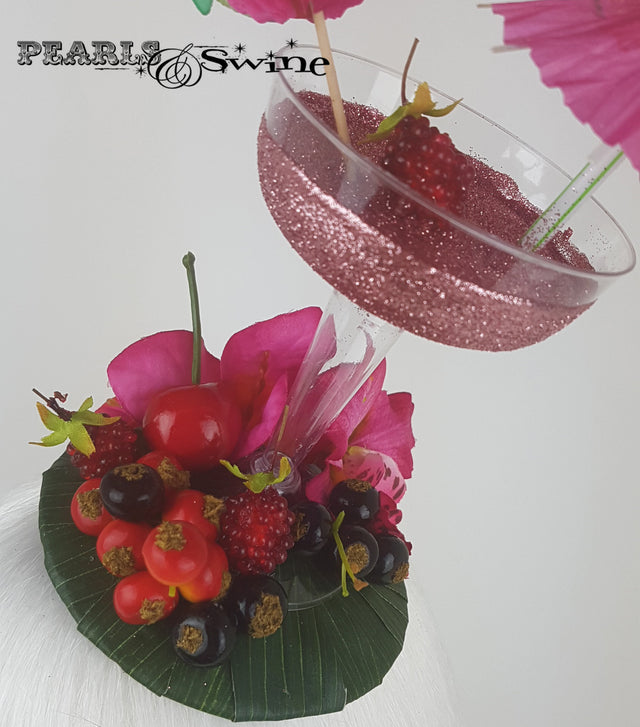 Pink glitter cocktail fascinator for sale UK