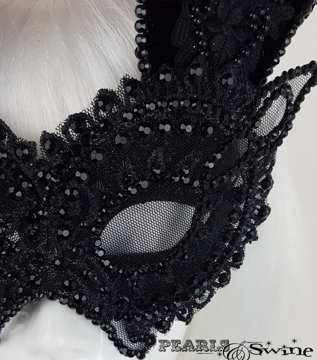 Black Velvet & Lace Bunny Rabbit Mask "Eyes Wide Shut"