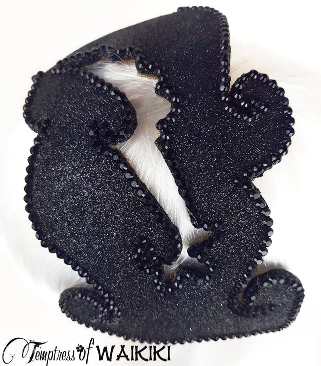 Black Glitter crystal Vintage Headpiece, millinery UK