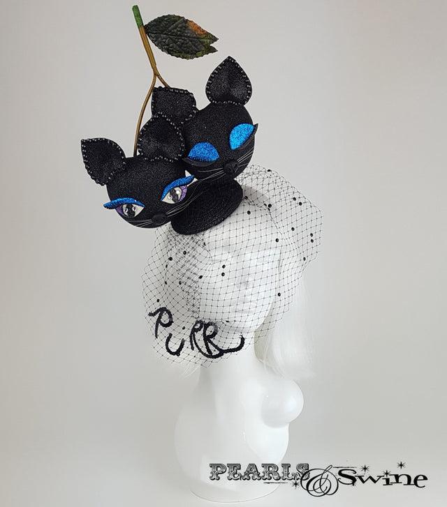 Black glitter giant cherry cats with a veil