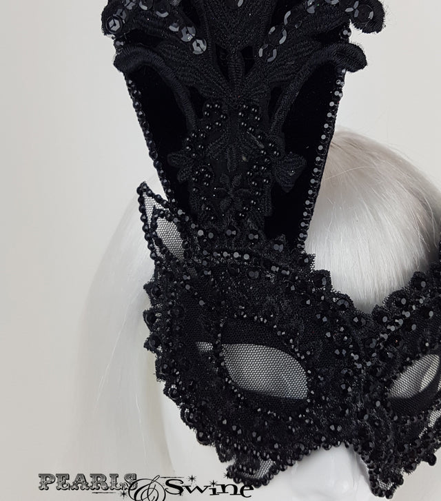 Black Velvet & Lace Bunny Rabbit Mask "Eyes Wide Shut"