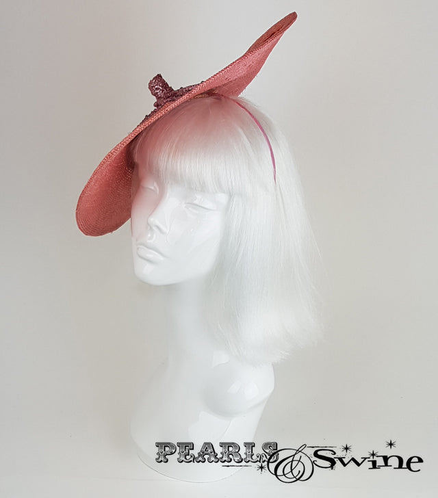 Pink Straw Glitter Boob Hat