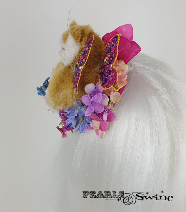sleeping kitten cat flower butterfly hat UK