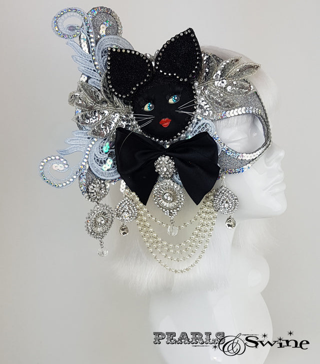 unique cat half mask fascinator for sale UK
