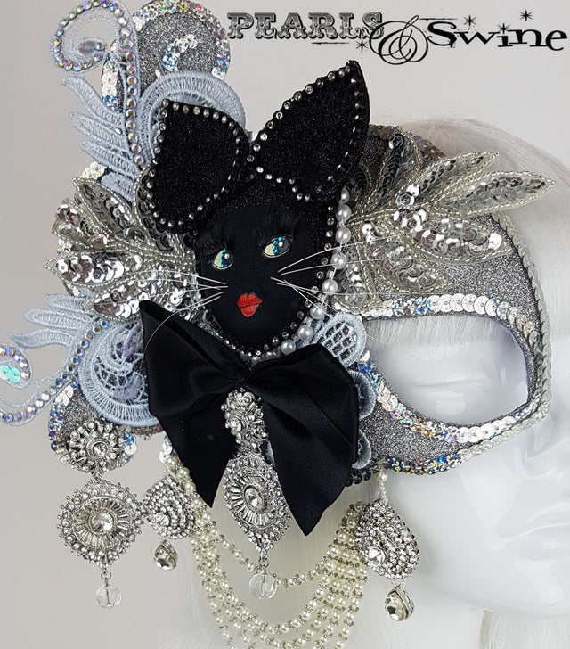 crazy cat lady half mask fascinator UK