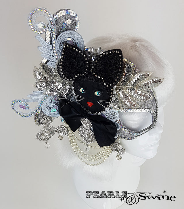 OTT cat half mask fascinator UK