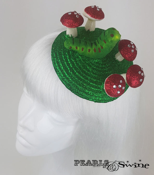 caterpillar & mushroom alice in wonderland fascinator for sale UK